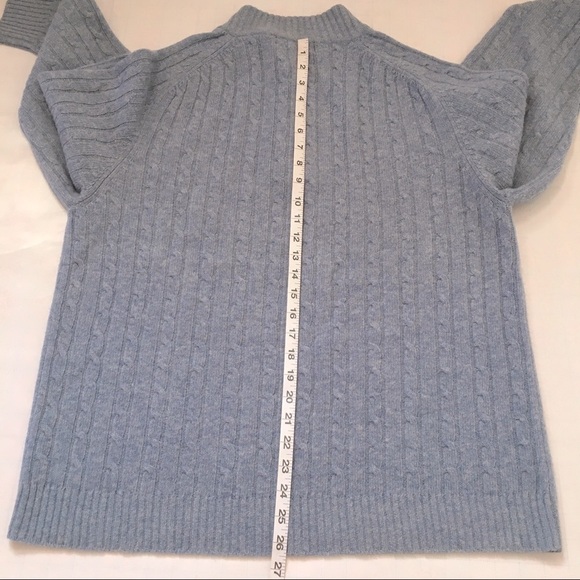 Garret Scott Pure Lambswool Cable Knit 1/4 Zip Up High Neck Light Blue Sweater L - Picture 12 of 14